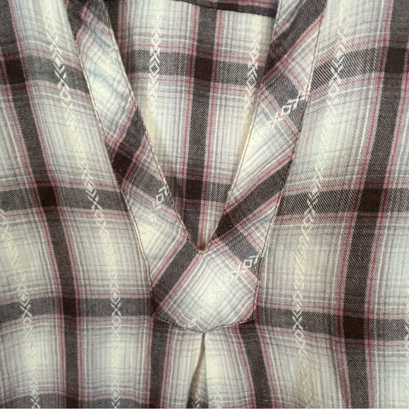 Ryan Michael Brown Cream Plaid Tunic Size Large Western Cowgirl Collared Navajo - Picture 6 of 15